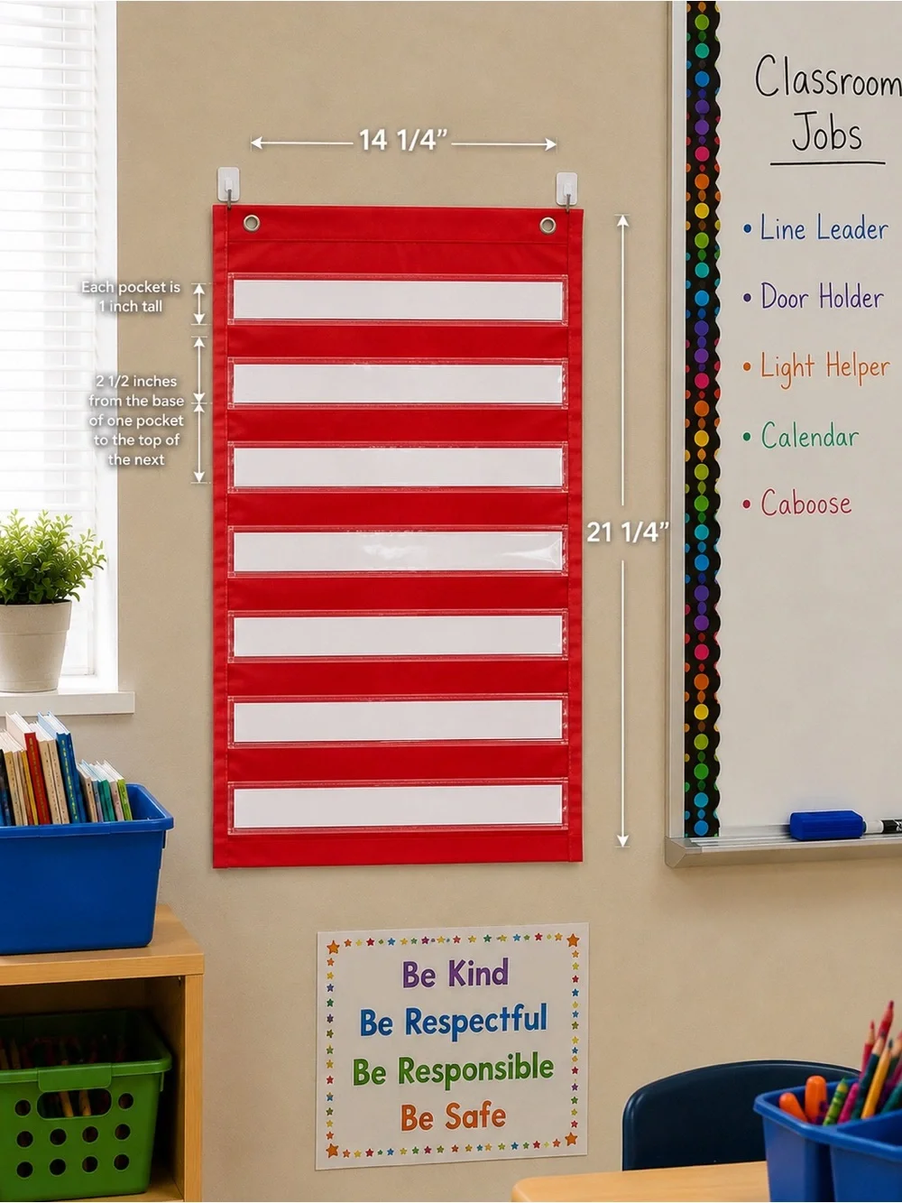 Teaching Tree Pocket Chart Scheduler Classroom Organizer Hanging Red Chart